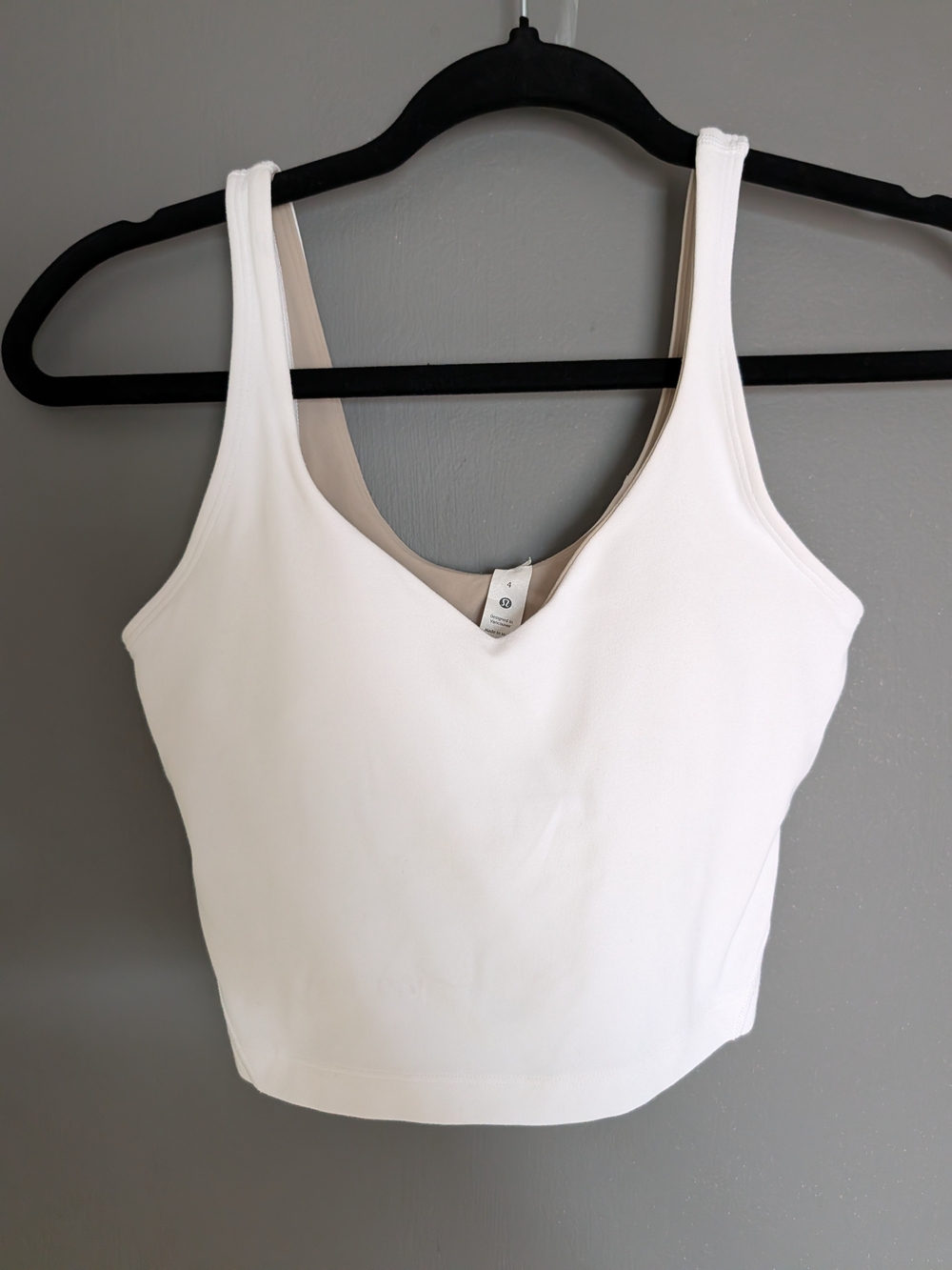 Lululemon Align Tank Top White Nulu Cropped Shelf Bra Size 4 LW1CW8S